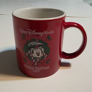 Vintage 1997 Walt Disney World Mickey Mouse Christmas Happy Holidays Mug